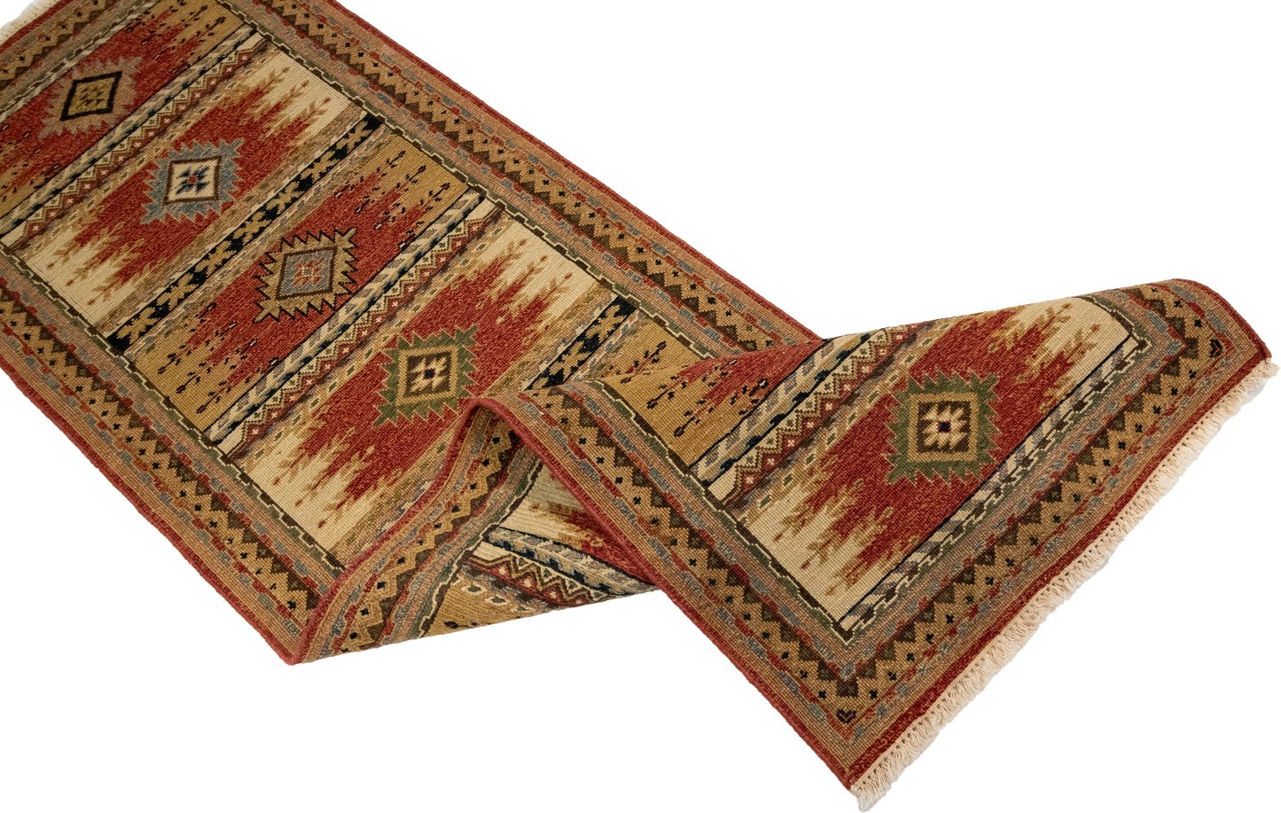 W 2.7 L 7.11 Karajeh Runner 100% Wool Hand-Woven Geometric Design - 64443