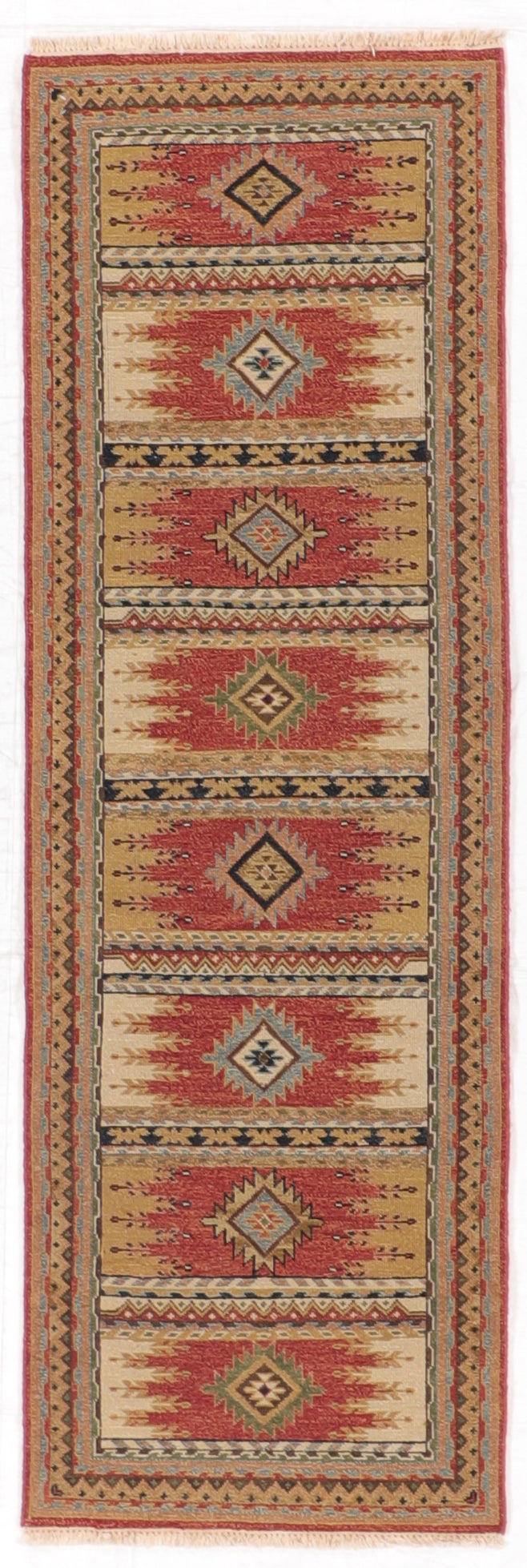 W 2.7 L 7.11 Karajeh Runner 100% Wool Hand-Woven Geometric Design - 64443