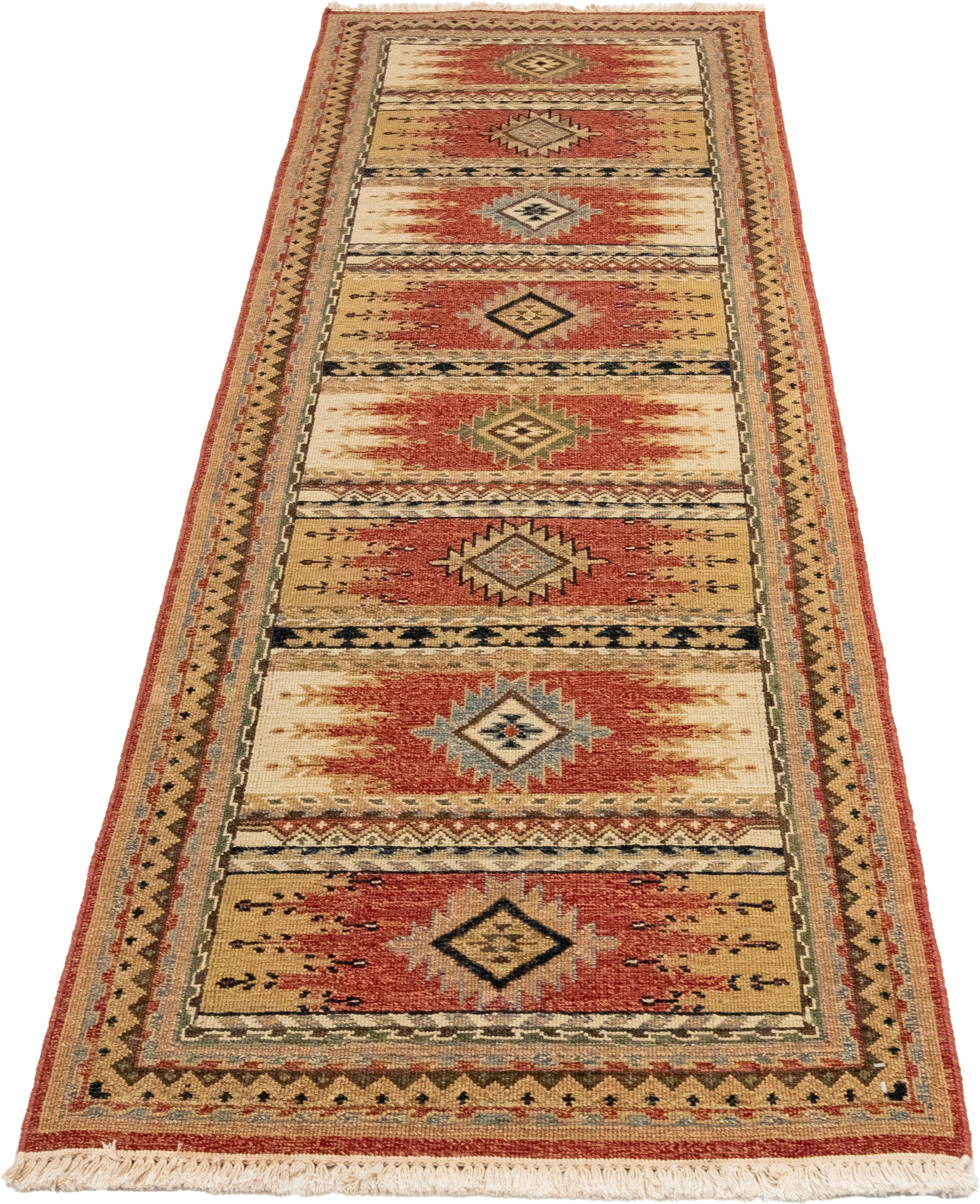 W 2.7 L 7.11 Karajeh Runner 100% Wool Hand-Woven Geometric Design - 64443