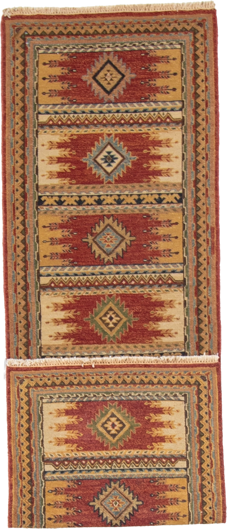 W 2.7 L 8.1 Karajeh Runner 100% Wool Hand-Woven Geometric Design - 64444