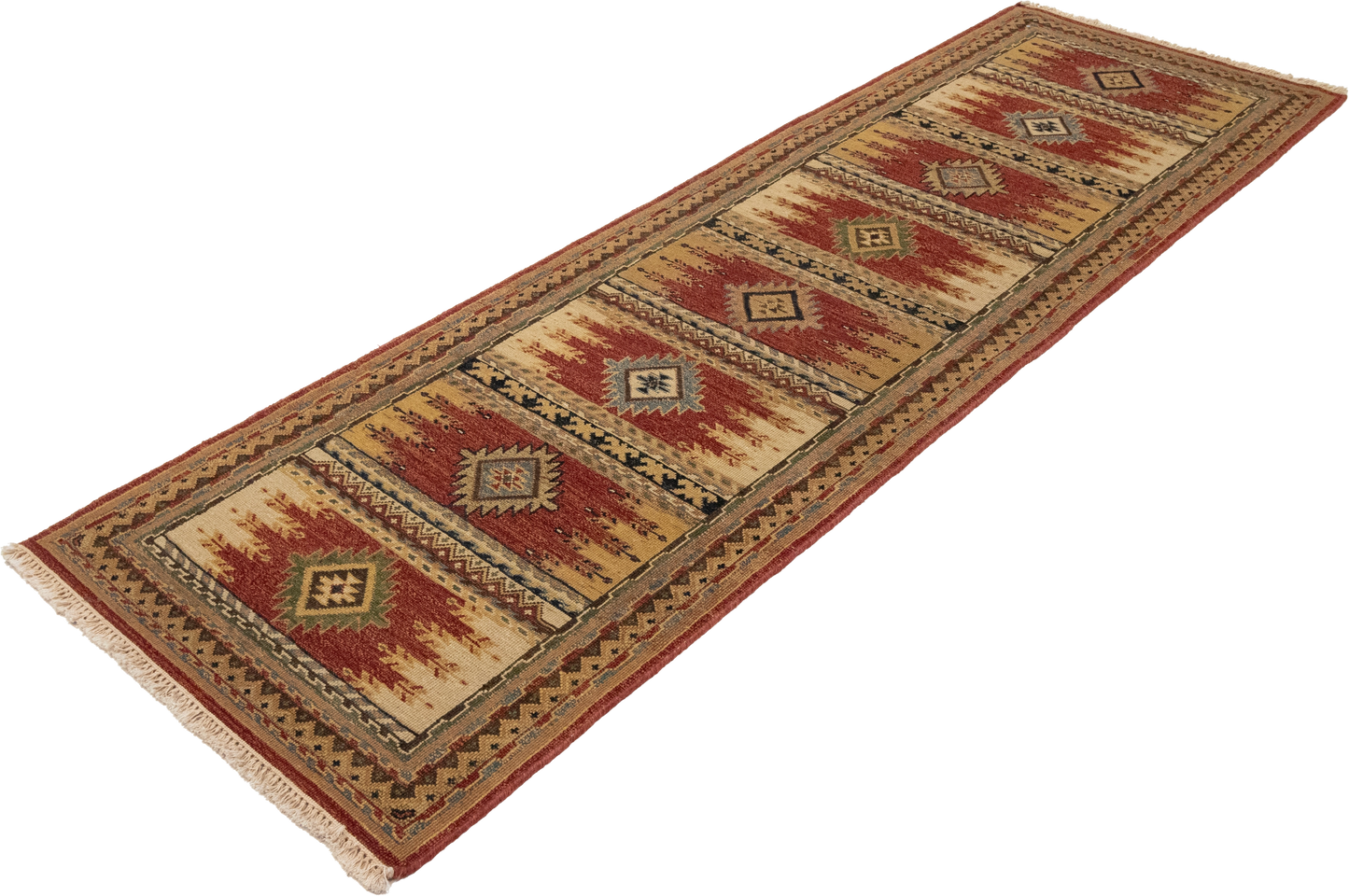 W 2.7 L 8.1 Karajeh Runner 100% Wool Hand-Woven Geometric Design - 64444