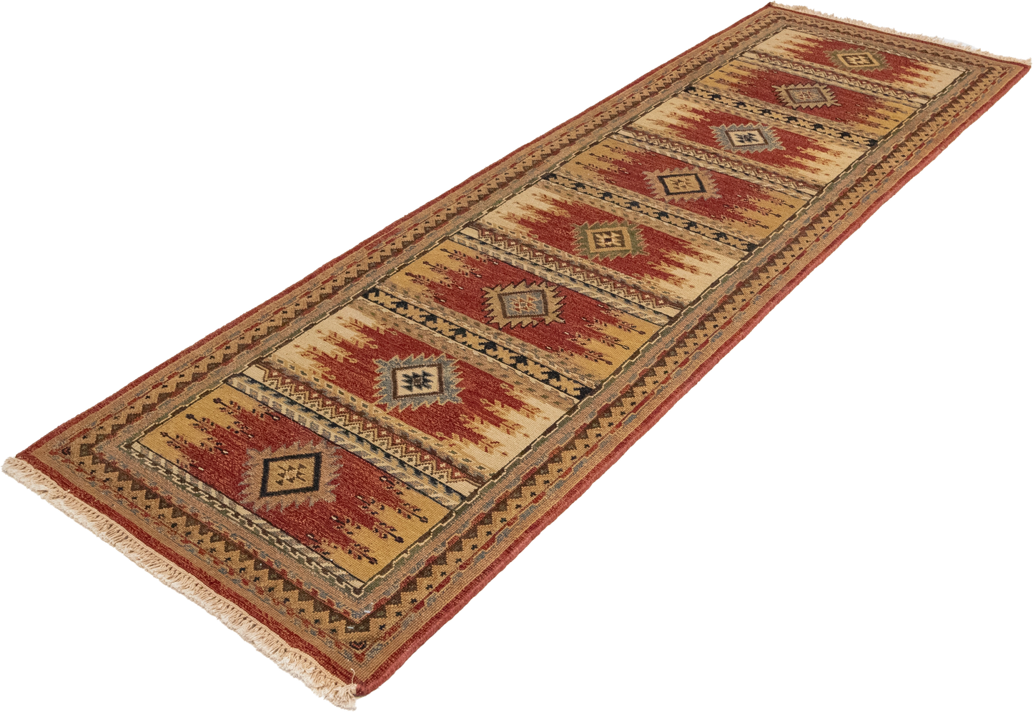 W 2.7 L 8.1 Karajeh Runner 100% Wool Hand-Woven Geometric Design - 64444