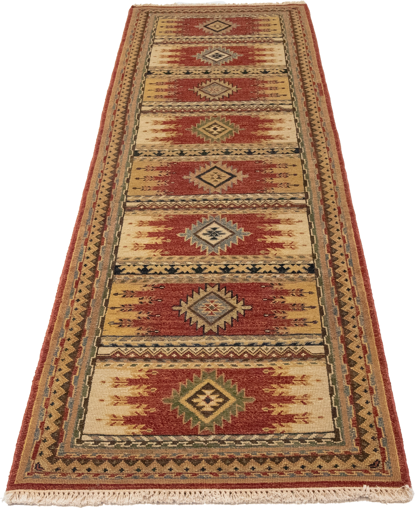 W 2.7 L 8.1 Karajeh Runner 100% Wool Hand-Woven Geometric Design - 64444