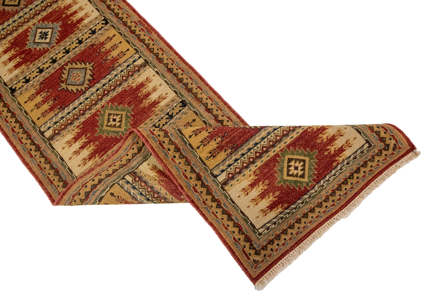 W 2.7 L 8.1 Karajeh Runner 100% Wool Hand-Woven Geometric Design - 64444