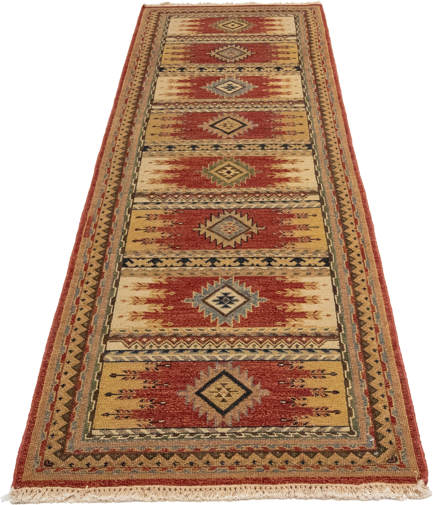 W 2.7 L 8.1 Karajeh Runner 100% Wool Hand-Woven Geometric Design - 64444