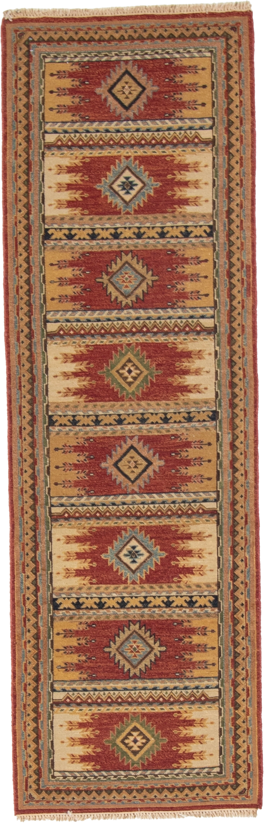 W 2.7 L 8.1 Karajeh Runner 100% Wool Hand-Woven Geometric Design - 64444