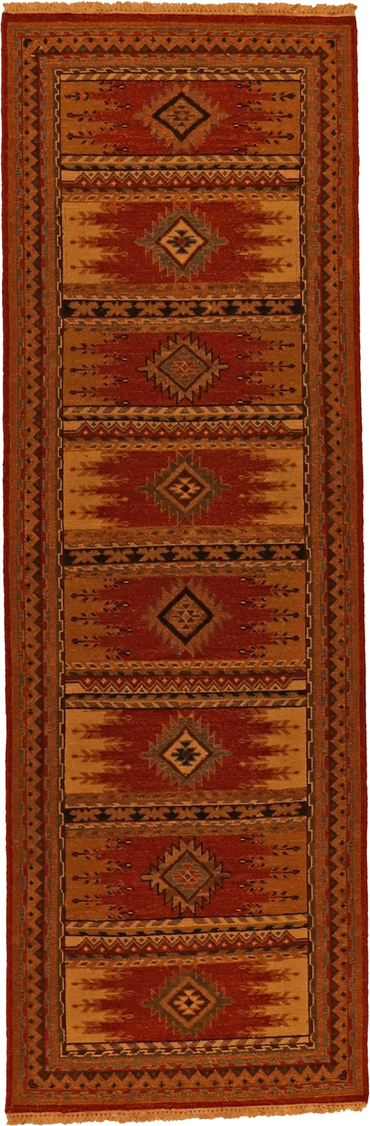 W 2.7 L 7.11 Karajeh Runner 100% Wool Hand-Woven Geometric Design - 64445