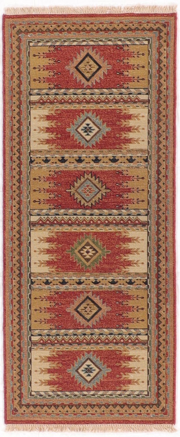 W 2.6 L 5.11 Sumak Karajeh Runner 100% Wool Handmade Geometric Design - 64449