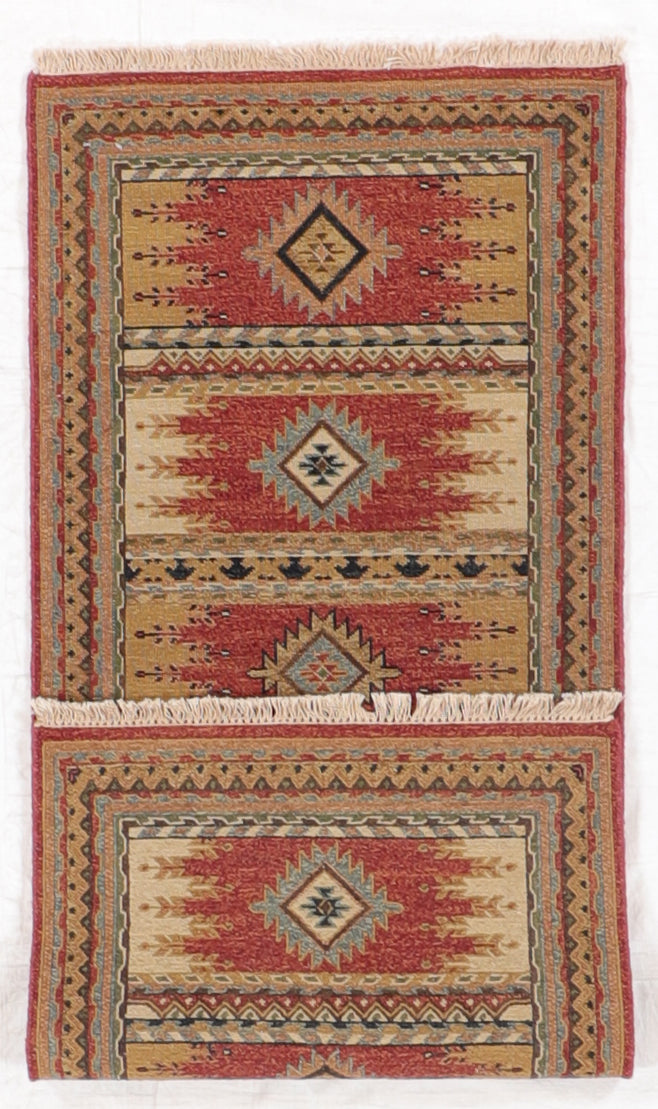 W 2.6 L 5.11 Sumak Karajeh Runner 100% Wool Handmade Geometric Design - 64449