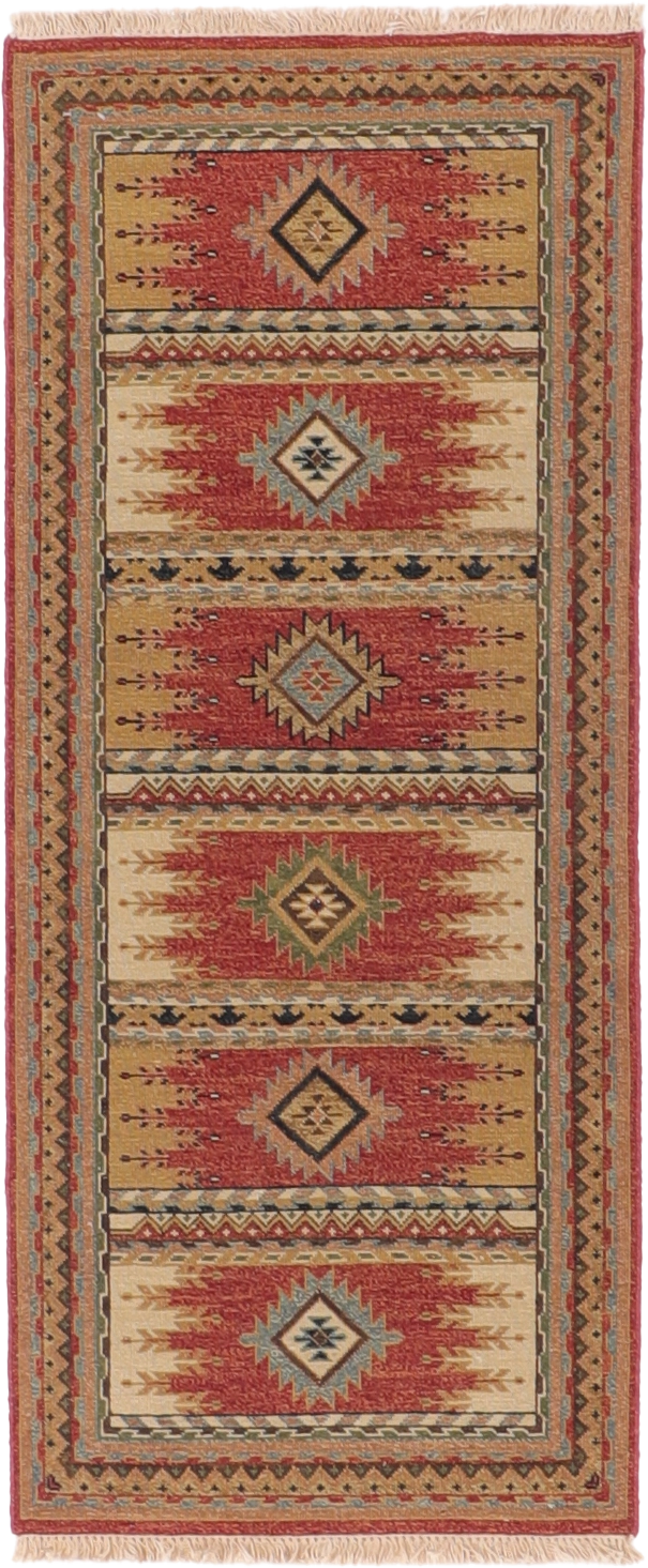 W 2.6 L 5.11 Sumak Karajeh Runner 100% Wool Hand-Woven Geometric Design - 64449