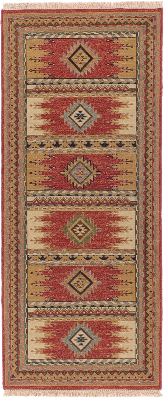 W 2.6 L 5.11 Sumak Karajeh Runner 100% Wool Hand-Woven Geometric Design - 64449