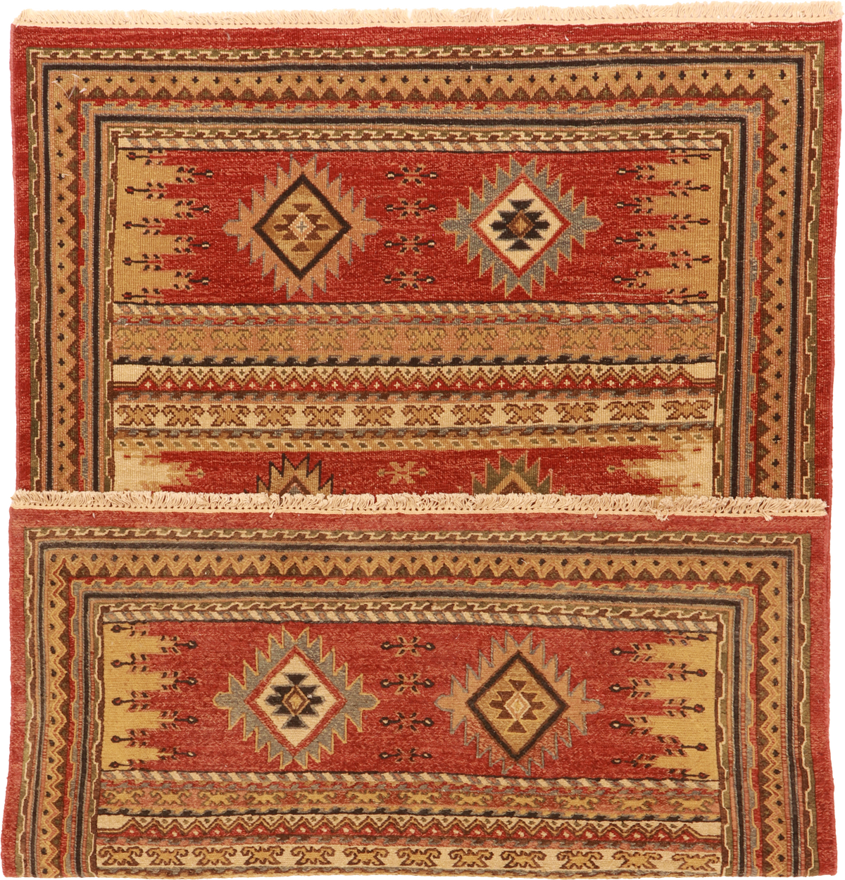 W 3.11 L 6 Karajeh 100% Wool Hand-Woven Geometric Design - 64454