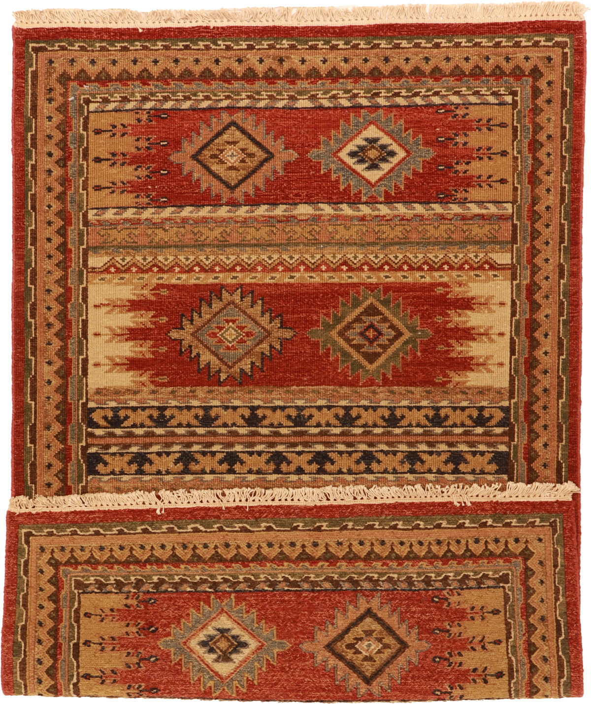 W 3.1 L 4.10 Karajeh 100% Wool Hand-Woven Geometric Design - 64457