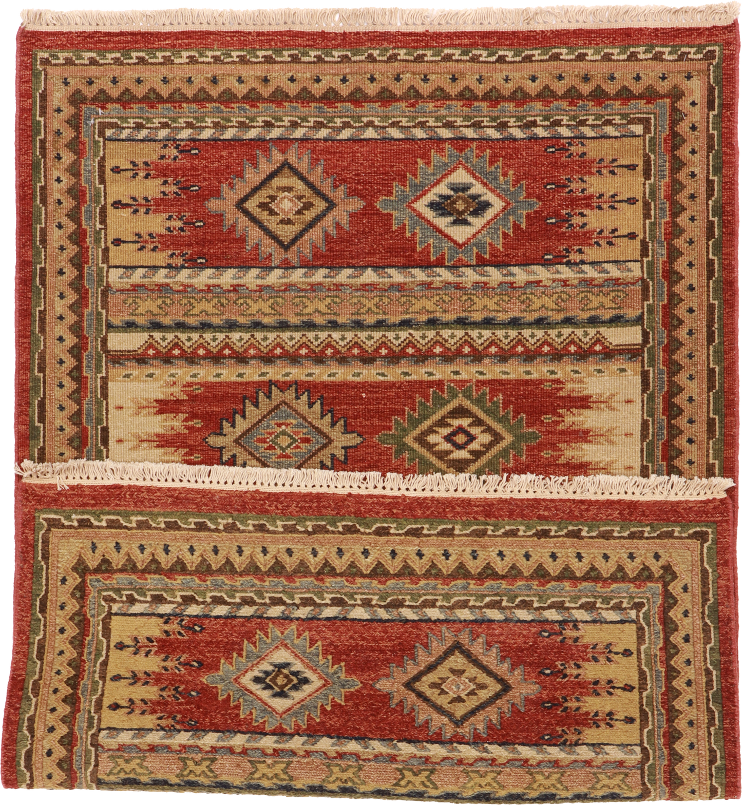 W 3.1 L 4.9 Karajeh Sumak 100% Wool Hand-Woven Geometric Design - 64458