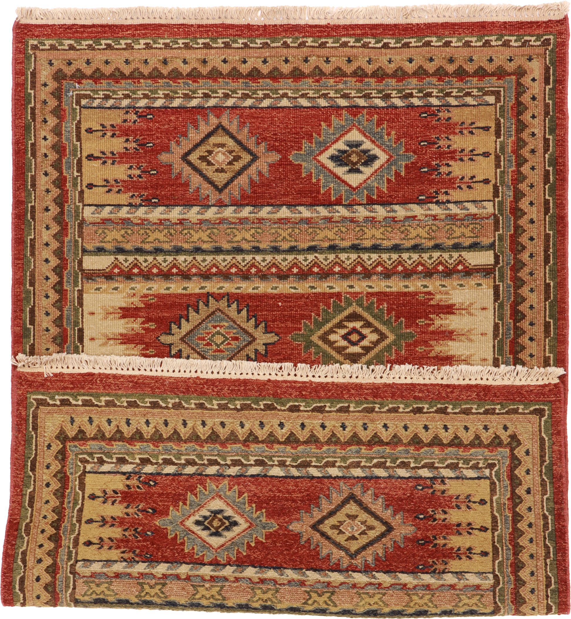 W 3.1 L 4.9 Karajeh Sumak 100% Wool Hand-Woven Geometric Design - 64458
