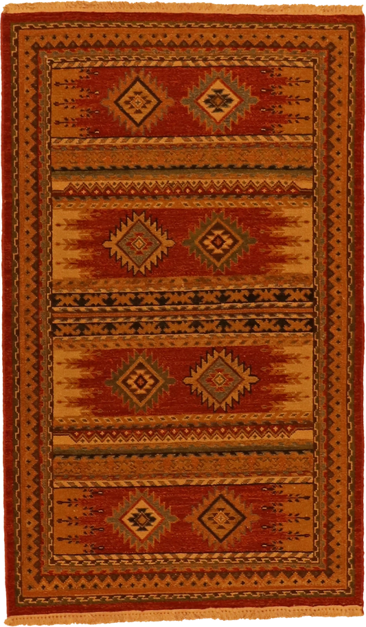 W 2.11 L 4.11 Karajeh 100% Wool Hand-Woven All-Over Design - 64459