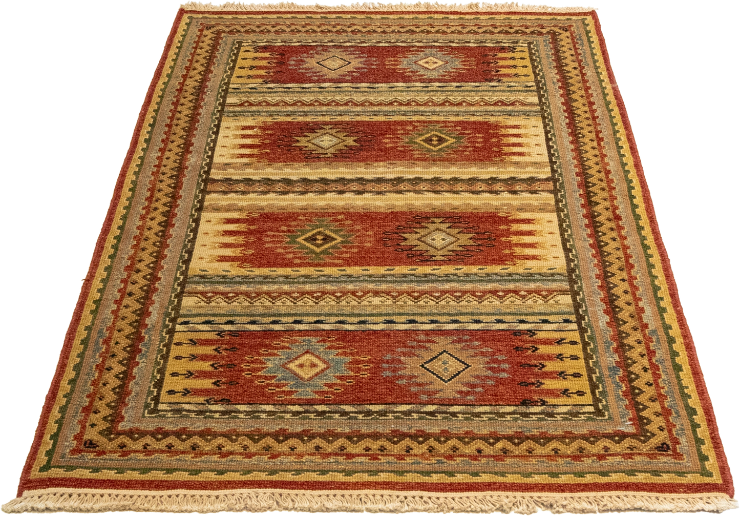 W 2.11 L 4.11 Karajeh Sumak 100% Wool Hand-Woven Geometric Design - 64460