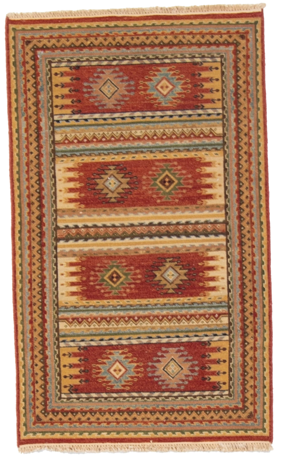 W 2.11 L 4.11 Karajeh Sumak 100% Wool Hand-Woven Geometric Design - 64460