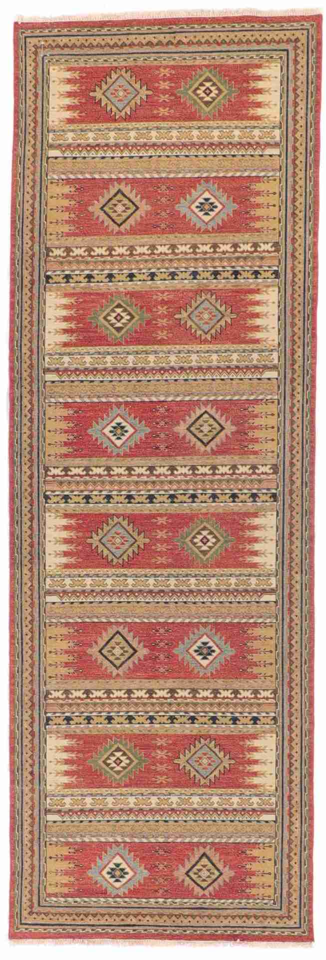 W 2.7 - L 7.11 - Karajeh Fine/Wool Geometric Rectangle - Finest Hand-Knotted Quality Wool - 64445