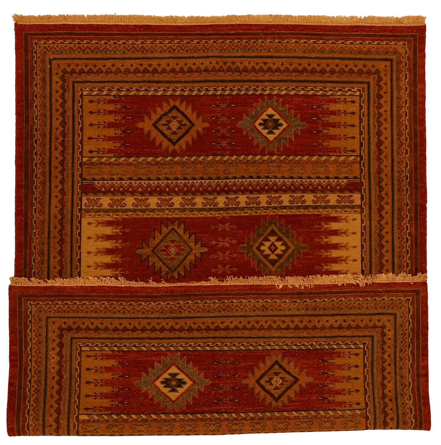 W 4.11 L 6.10 Karajeh Sumak 100% Wool Hand-Woven Geometric Design - 64465