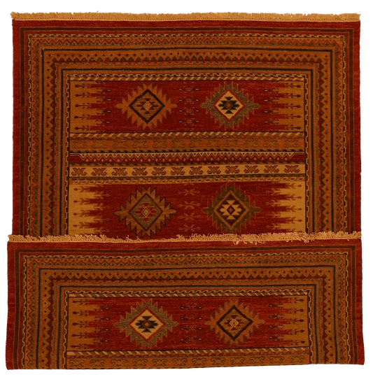 W 4.11 L 6.10 Karajeh Sumak 100% Wool Hand-Woven Geometric Design - 64465