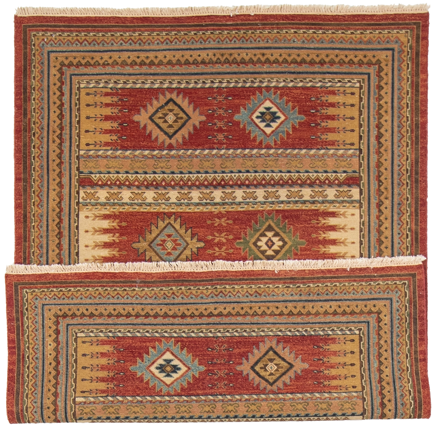 W 4.11 L 6.10 Karajeh Sumak 100% Wool Hand-Woven Geometric Design - 64465