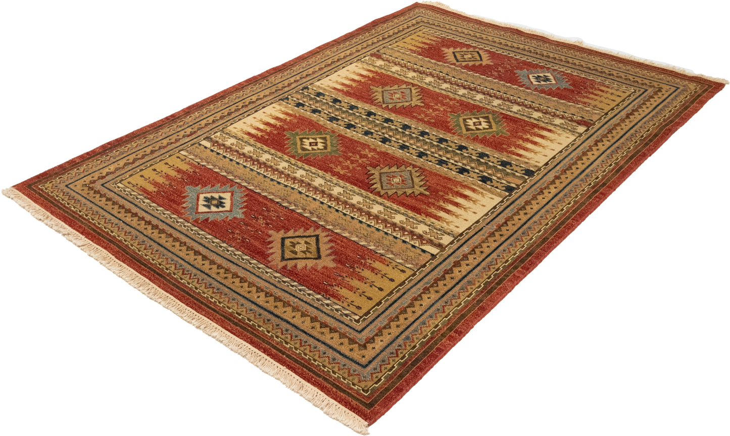 W 4.11 L 6.10 Karajeh Sumak 100% Wool Hand-Woven Geometric Design - 64465