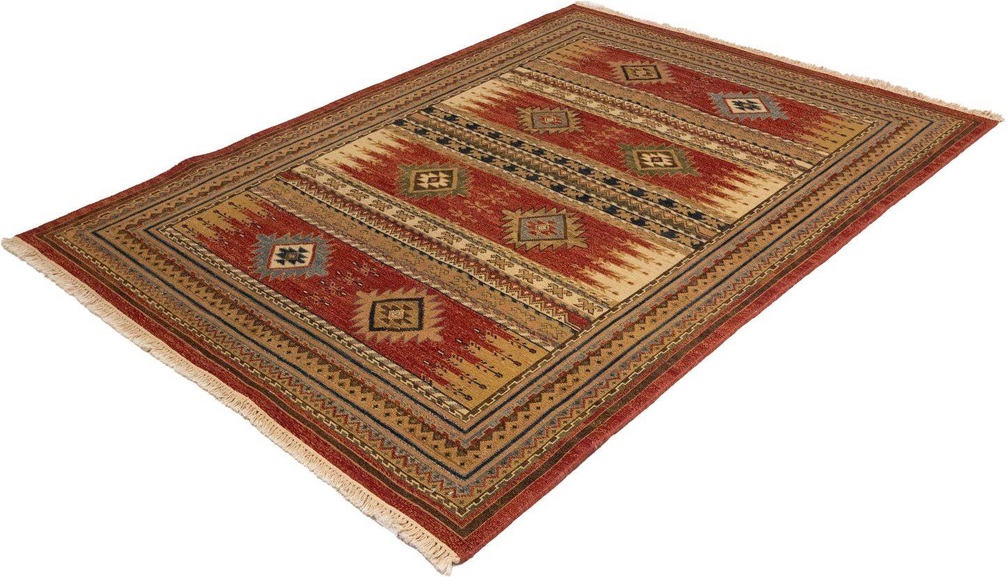W 4.11 L 6.10 Karajeh Sumak 100% Wool Hand-Woven Geometric Design - 64465