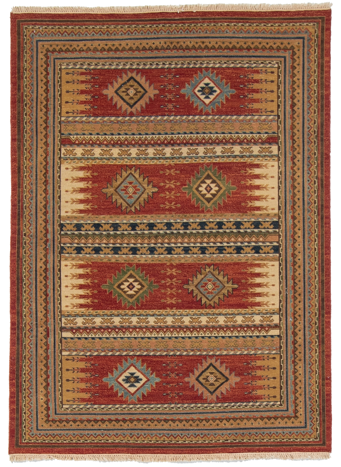 W 4.11 L 6.10 Karajeh Sumak 100% Wool Hand-Woven Geometric Design - 64465