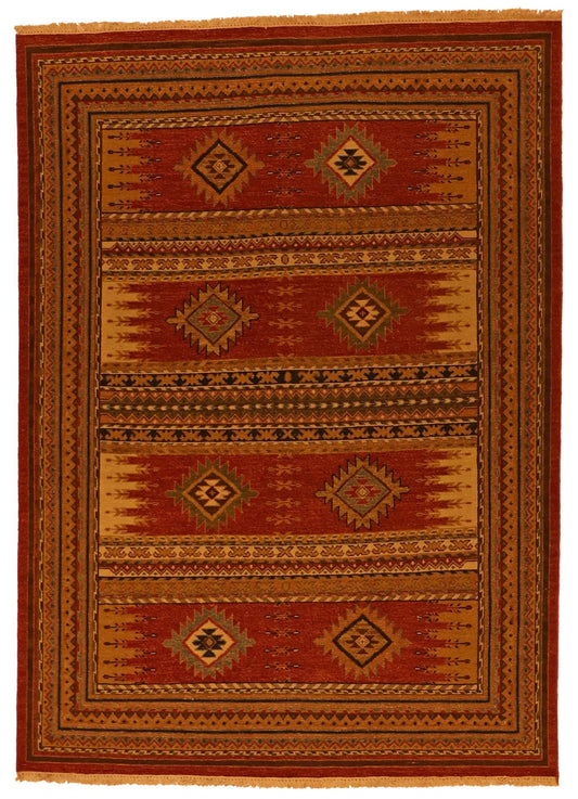 W 5 - L 7 - Karajeh Fine/Wool Geometric Rectangle - Hand Woven Rug - 64467