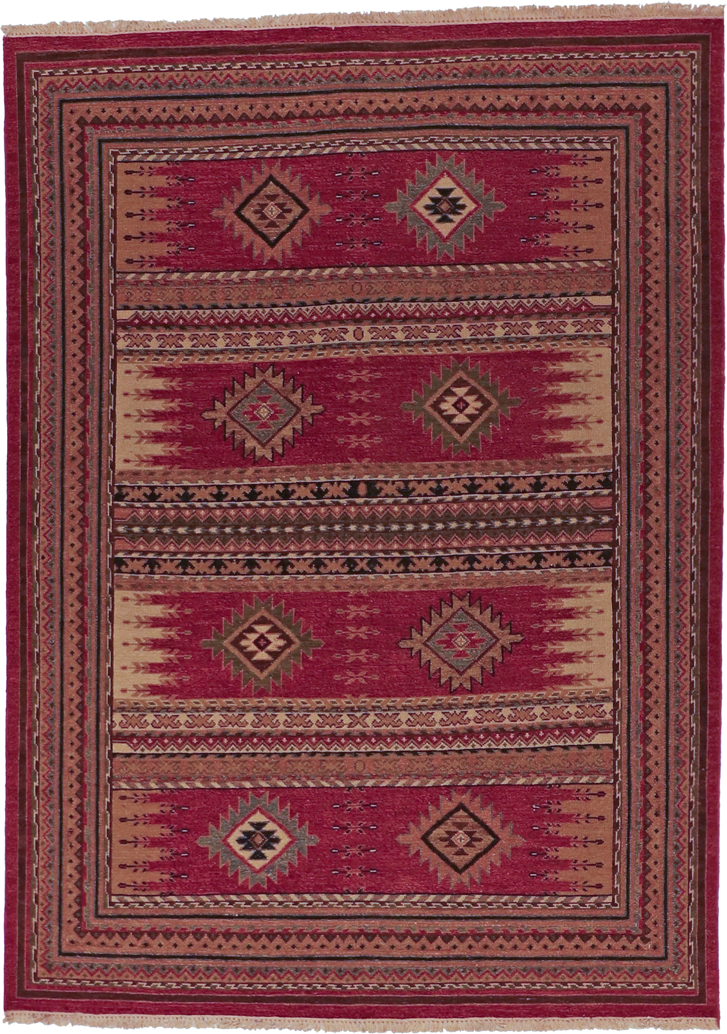 W 5 L 7 Karajeh 100% Wool Hand-Woven Geometric Design - 64467
