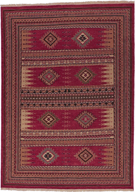 W 5 L 7 Karajeh 100% Wool Hand-Woven Geometric Design - 64467
