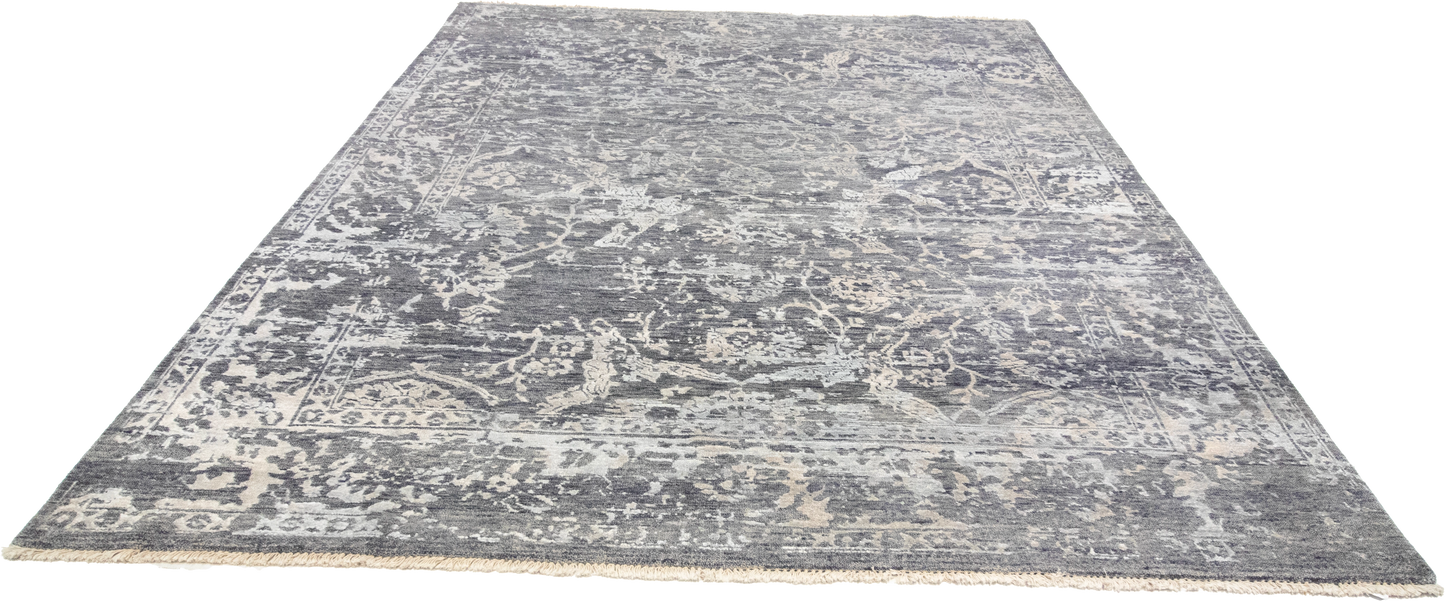 W 7.10 L 9.9 Modern Wool And Silk Blend Hand-Woven All-Over Design - 64481