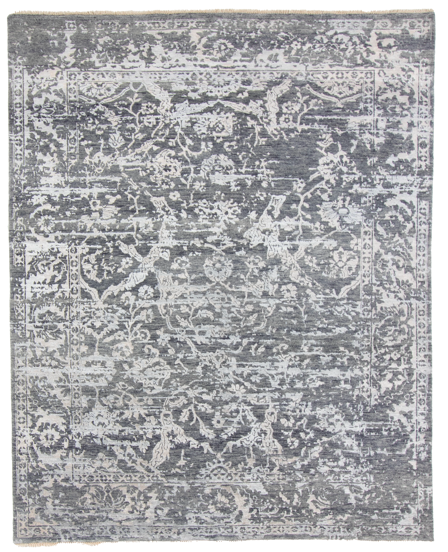 W 7.10 L 9.9 Modern Wool And Silk Blend Hand-Woven All-Over Design - 64481