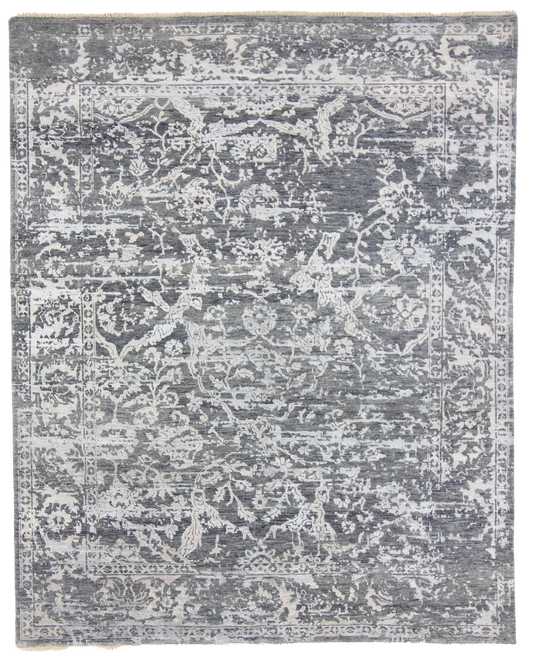 W 7.10 L 9.9 Modern Wool And Silk Blend Hand-Woven All-Over Design - 64481