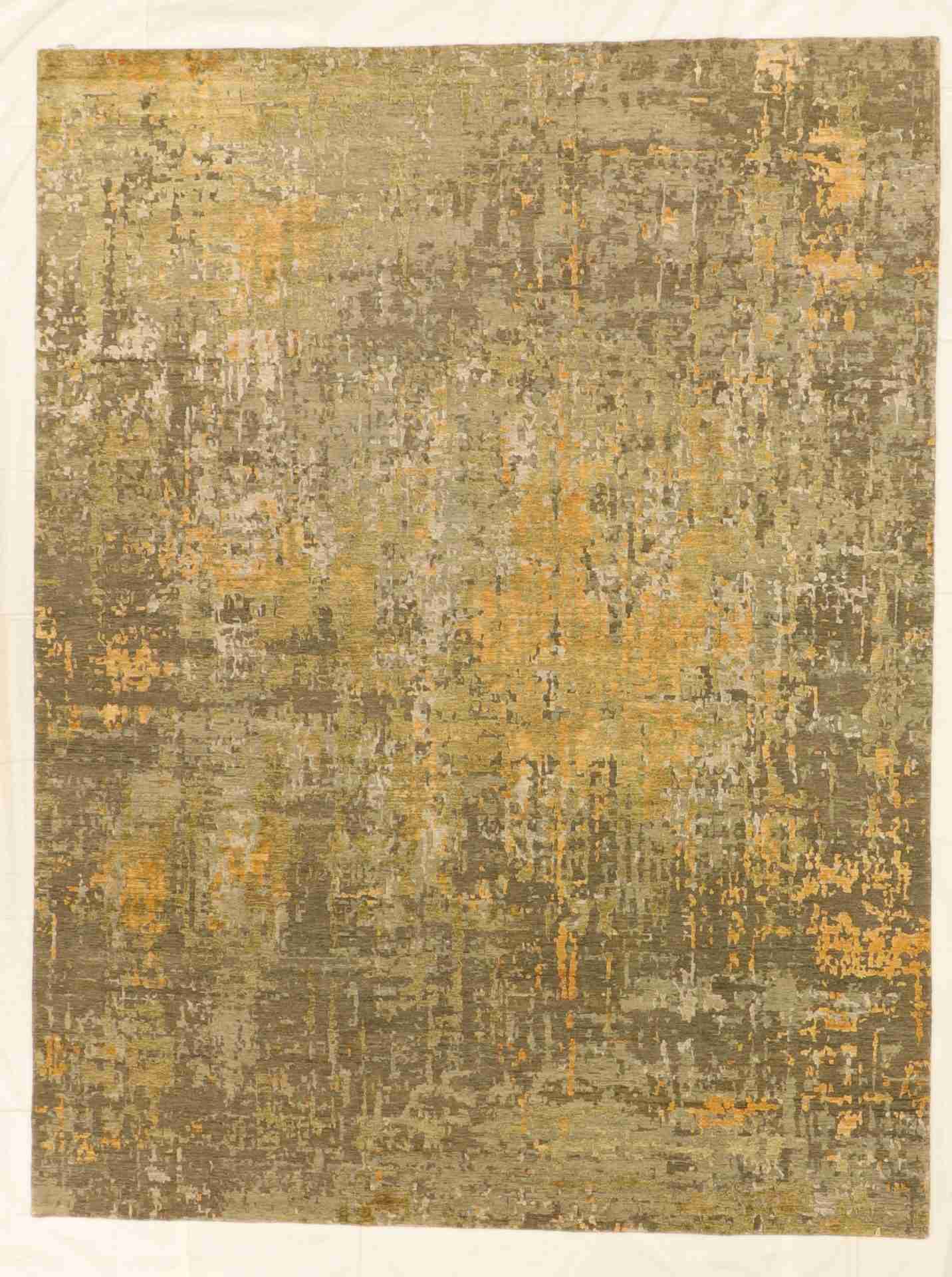 W 9 L 12 Modern Wool And Silk Blend Hand-Woven Contemporary Design - 64491