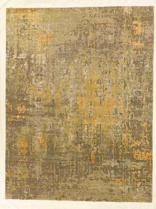 W 9 L 12 Modern Wool And Silk Blend Hand-Woven Contemporary Design - 64491