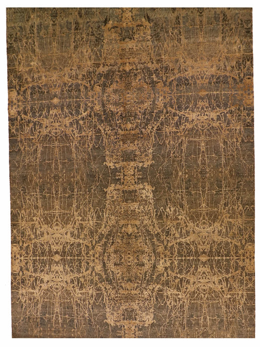W 9.10 L 13.9 Modern Wool And Silk Blend Hand-Woven All-Over Design - 64496