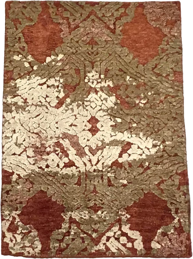 W 2 L 3 Modern Wool And Silk Blend Hand-Woven All-Over Design - 64506