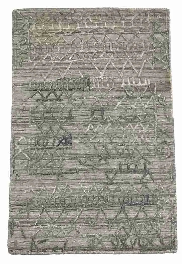 2 x 3 - Modern Silk/Wool All Over Rectangle - Finest Hand-Knotted Quality Wool/Silk — 64513