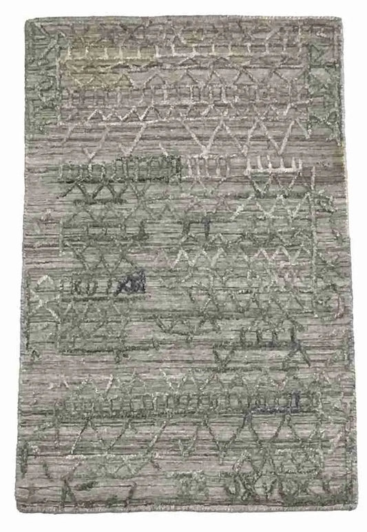 2 x 3 - Modern Silk/Wool All Over Rectangle - Finest Hand-Knotted Quality Wool/Silk — 64513