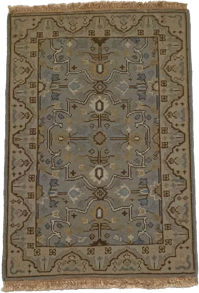W 2 L 3 Oushak 100% Wool Hand-Woven All-Over Design - 64520