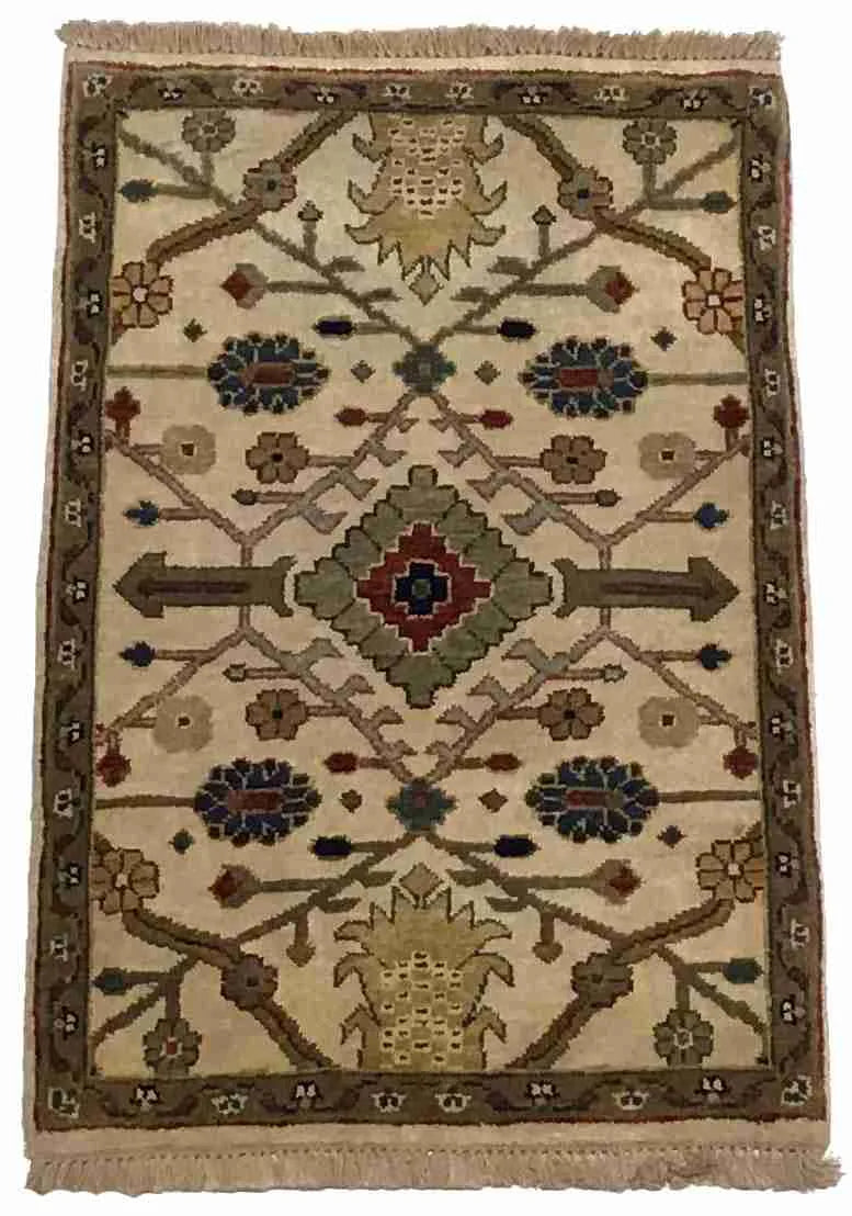 2 x 3 - Serapie Fine/Wool All Over Rectangle - Finest Hand-Knotted Quality Wool — 64534