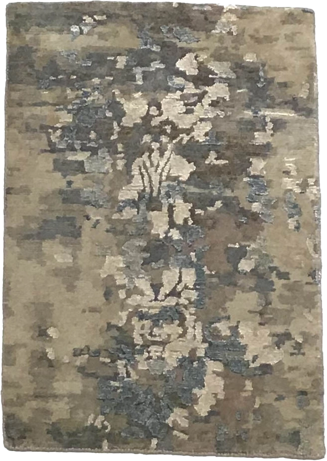 W 2 L 3 Modern Wool And Silk Blend Hand-Woven All-Over Design - 64539