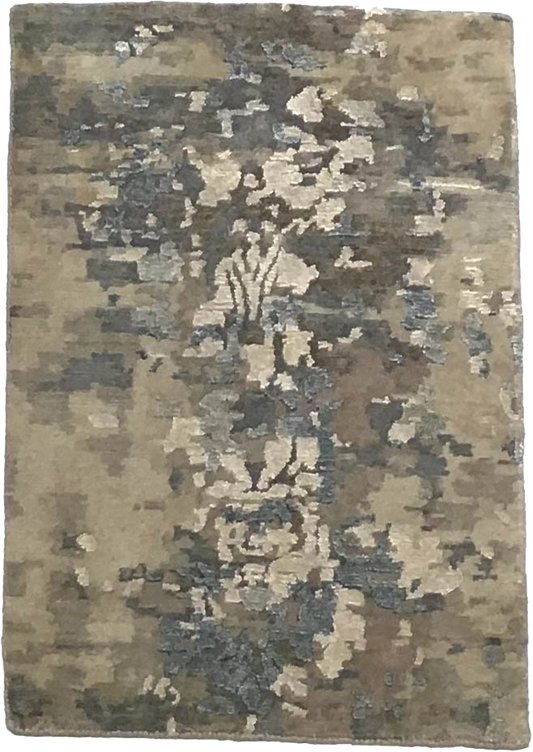 W 2 L 3 Modern Wool And Silk Blend Hand-Woven All-Over Design - 64539