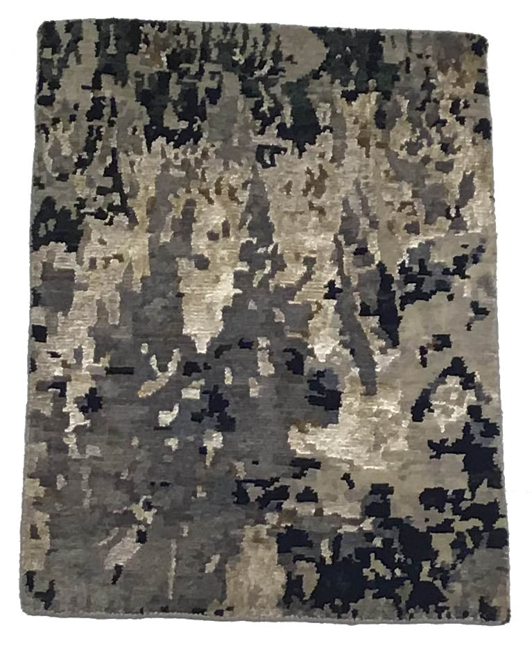 W 2 L 3 Modern Wool And Silk Blend Handmade All Over Design - 64564