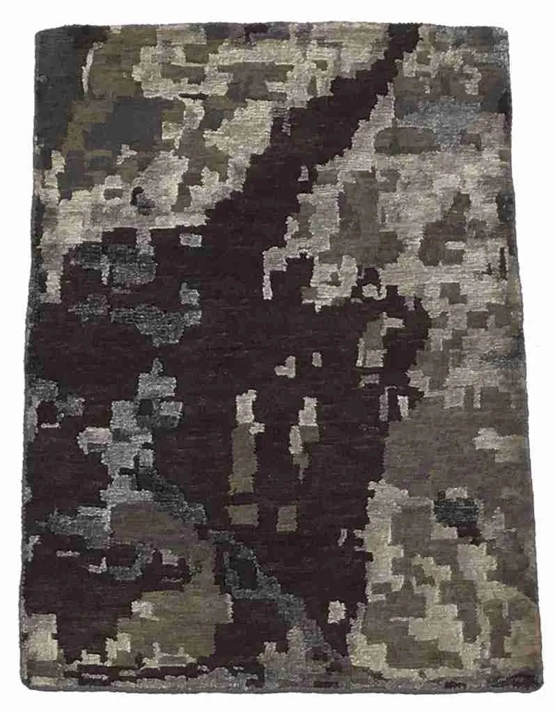 2 x 3 - Modern Silk/Wool All Over Rectangle - Finest Hand-Knotted Quality Silk/Wool — 64565