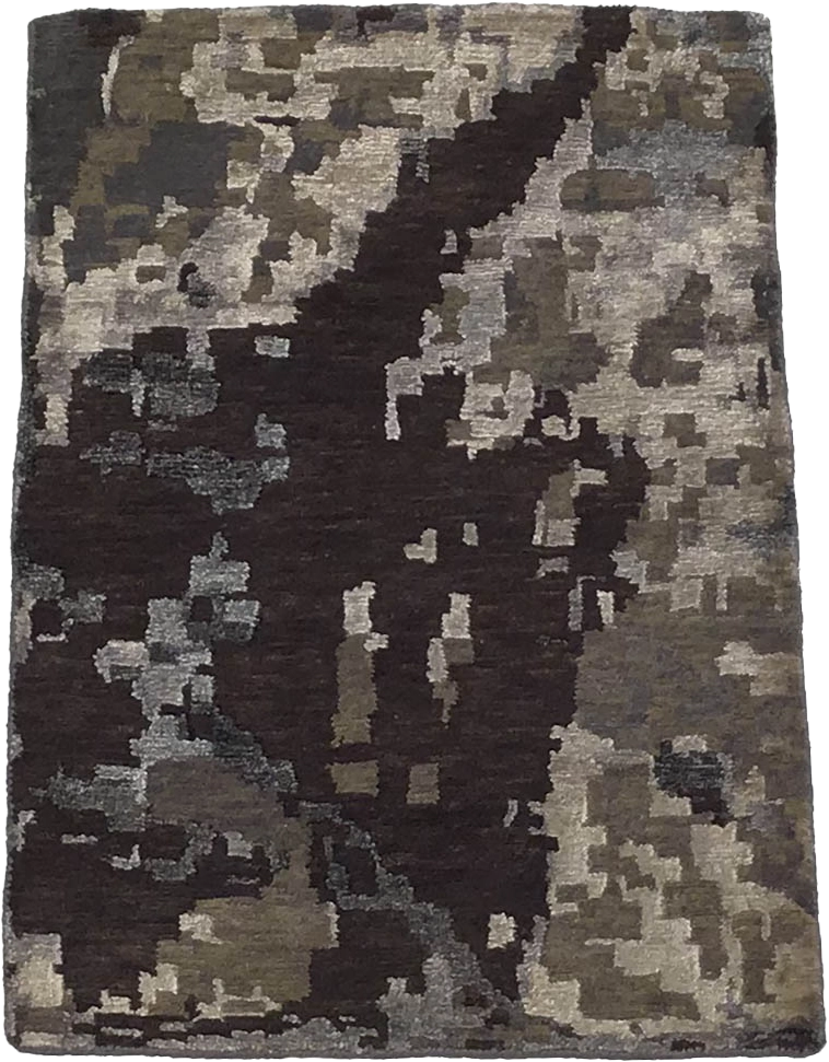 W 2 L 3 Modern Wool And Silk Blend Hand-Woven All-Over Design - 64565