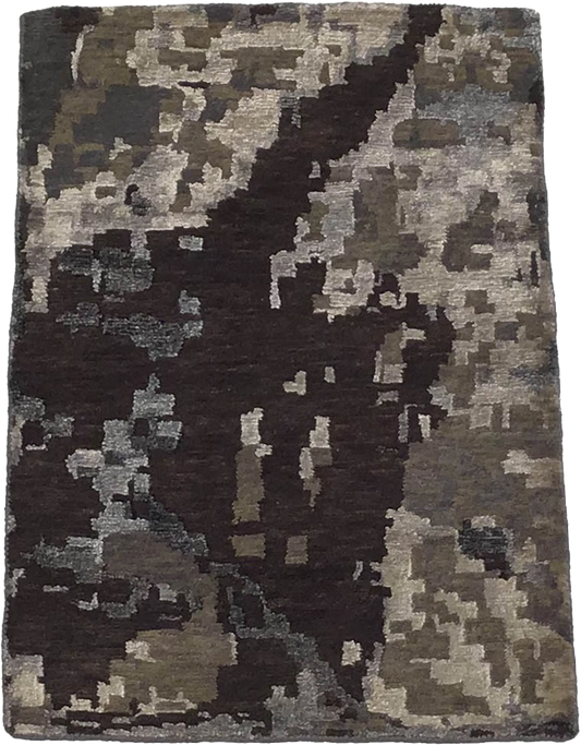 W 2 L 3 Modern Wool And Silk Blend Hand-Woven All-Over Design - 64565