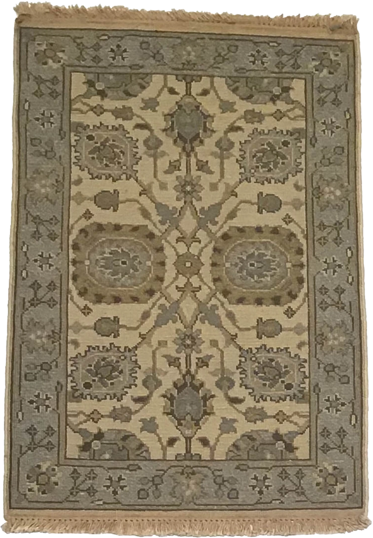W 2 L 3 Mahal 100% Wool Hand-Woven All-Over Design - 64574